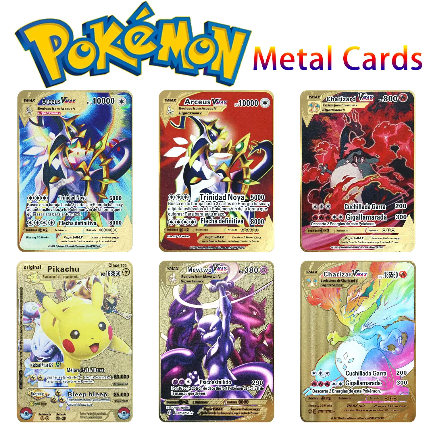 Newest Pokemon Vmax V GX EX Shiny Gold Metal Card PV French Game Tag Team  Fighting Ordering Series Child Christmas Gift - AliExpress