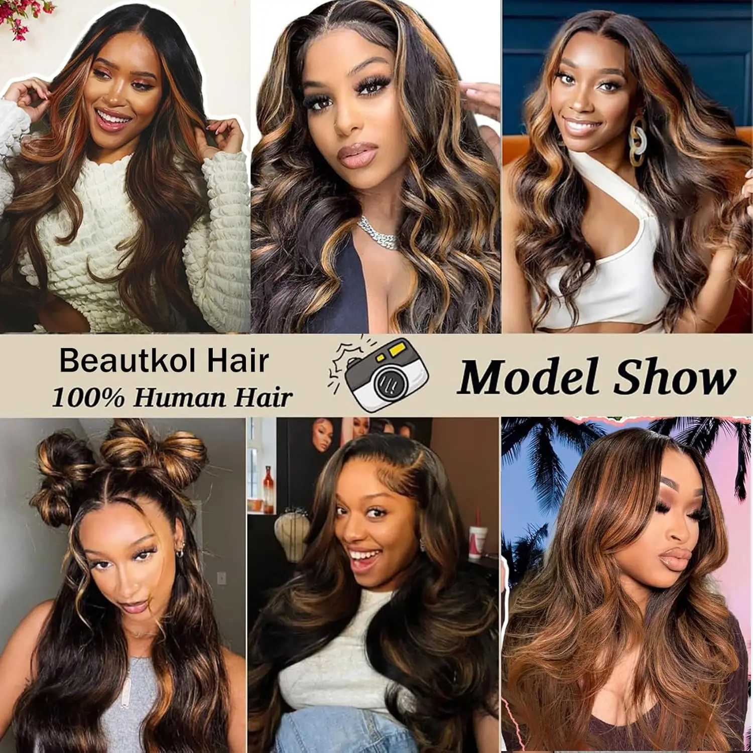 Body Wave 1B/30 Highlight V Part Wig 230 Density Loose Wave Human Hair Wig V Shape Clip in Half Wigs No Leave Out No Sew In 5