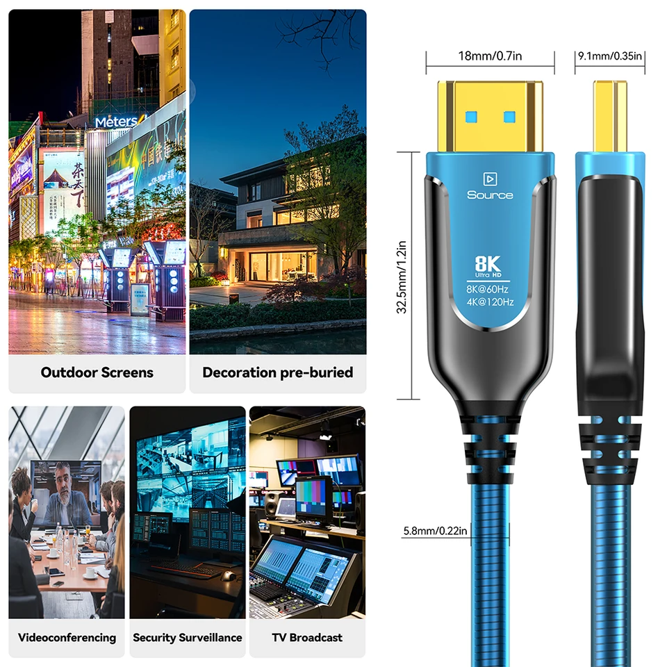 GeoHN.G Fiber Optic HDMI Cable 15ft, 48Gbps High-Speed HDMI 2.1 Cable 8K@60Hz 4K@120Hz Dolby - View #9