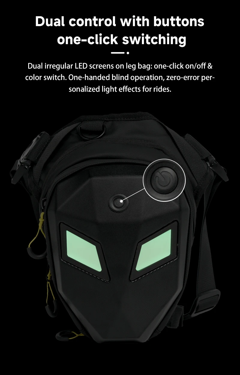 Man sling bag LED Eye Motorcycle Riding Unisex Leg Bag Hard Shell Waterproof Tra