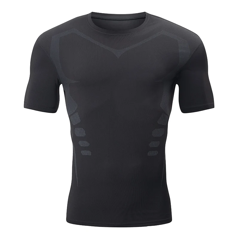 2/1 Piece Men's Printing Fashion Short Sleeve Teenagers Leisure Sports Slim Top Comfortable Compression Shirt Running Fitness T