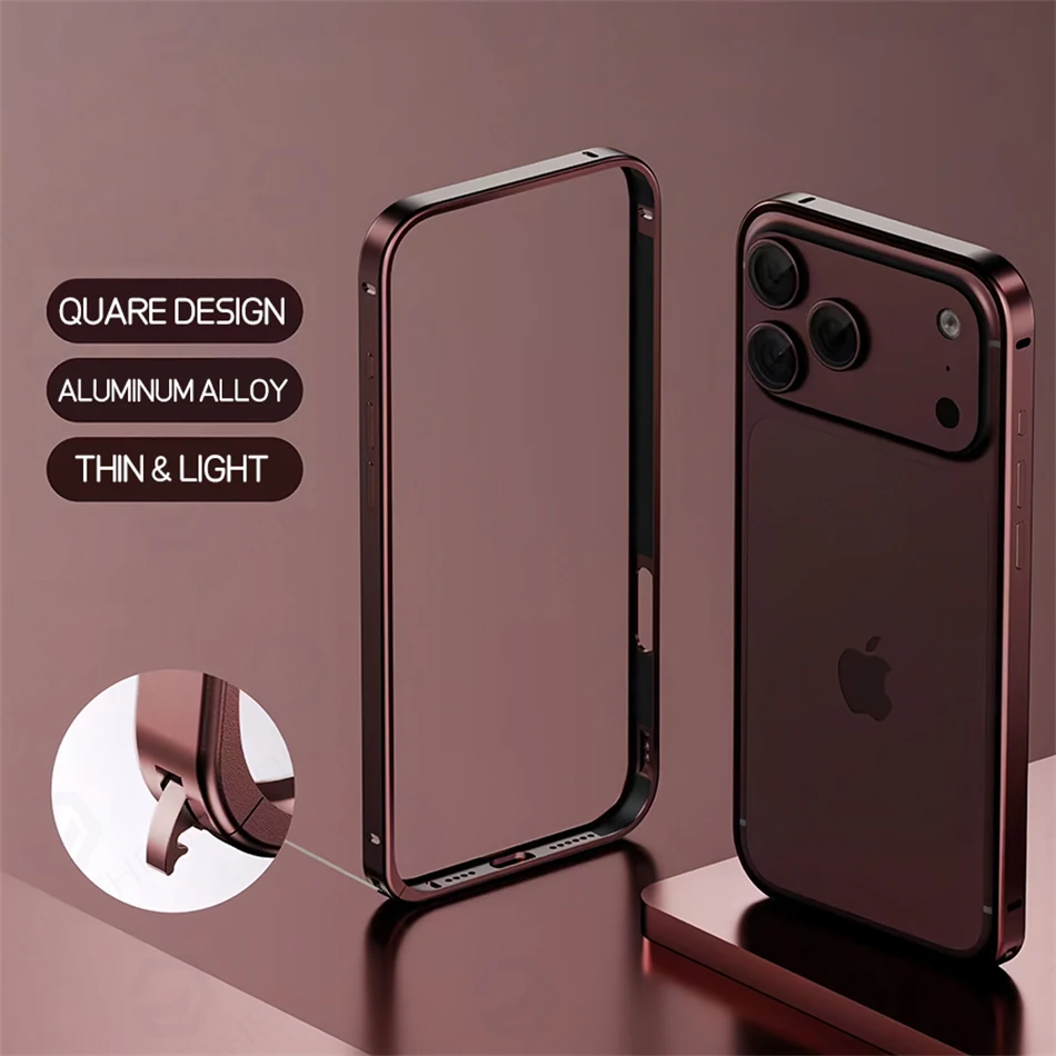 Sleek Aluminum Metal Frame Thin Bumper Case with Alloy Titanium Protection