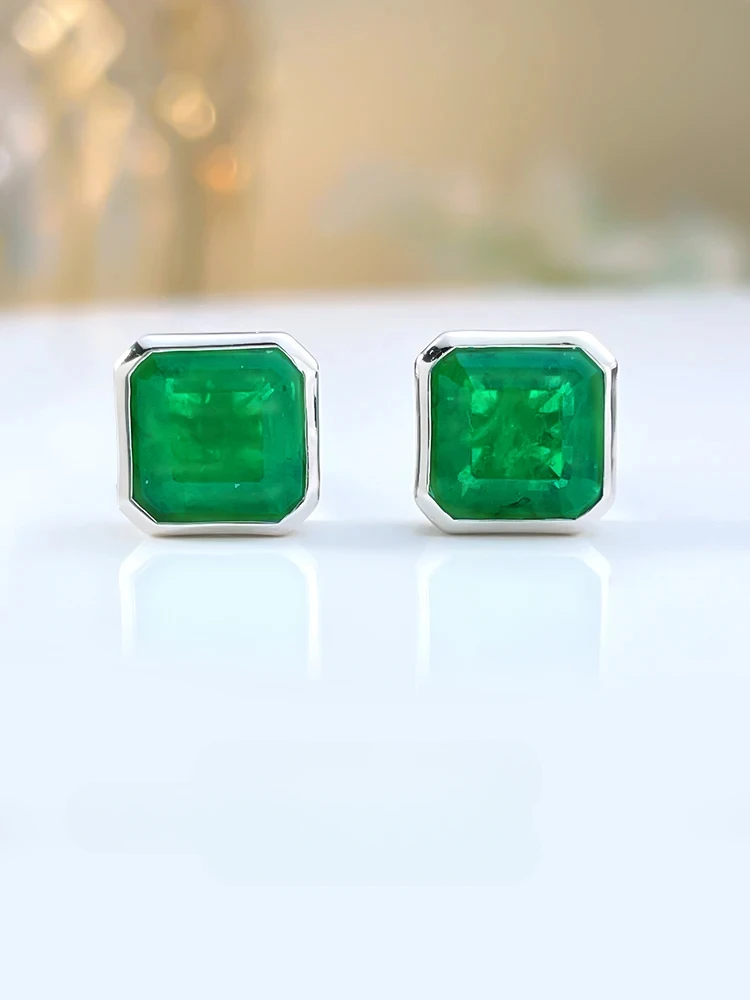 Fashionable Luxury Retro Green 925 Sterling Silver Earrings, Simple Daily Versatile Engagement Jewelry Wholesale
