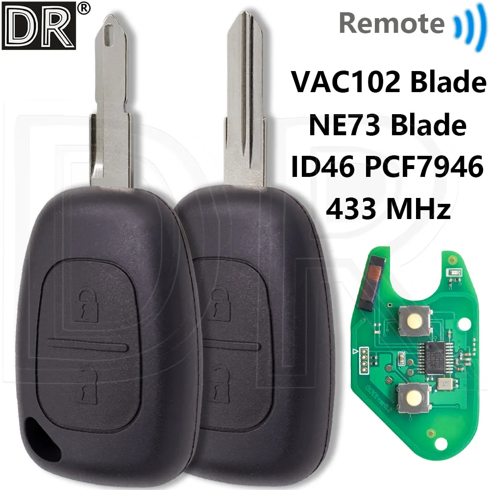 433ASK ID46 PCF7946 Car Remote Key For Renault Trafic Master Kangoo Movano Opel Vivaro Vauxhall 2003-2012