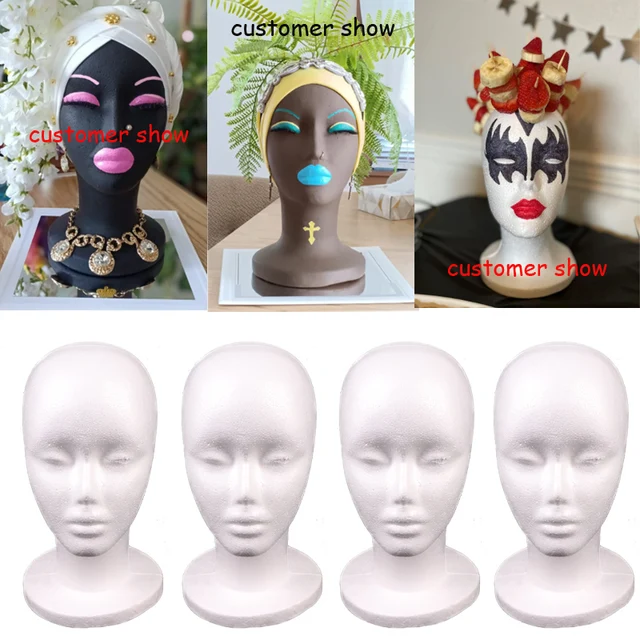 30Cm Polystyrene Head For Wigs Female Styrofoam Head For Wigs Making 4Pcs  White Foam Heads With Holes For Put On The Stand - AliExpress