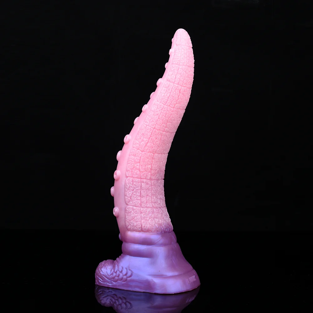 FAAK Silicone Fantasy Rosa Lingua Plug Anale G-spot Stimolatore S Forma Dildo Con Ventosa Bumpy Massaggio Sex Toys Per Le Donne_voghion.com