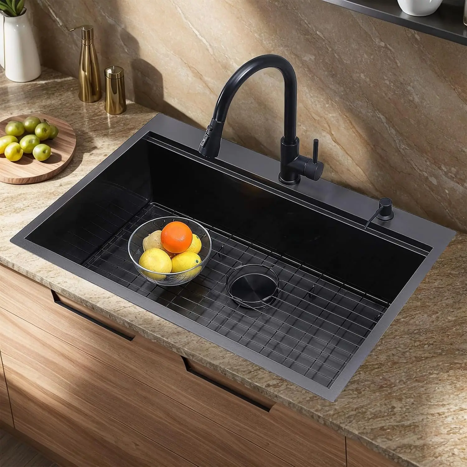 Gunmetal Black Stainless Steel Kitchen Sink, Handmade Single Bowl