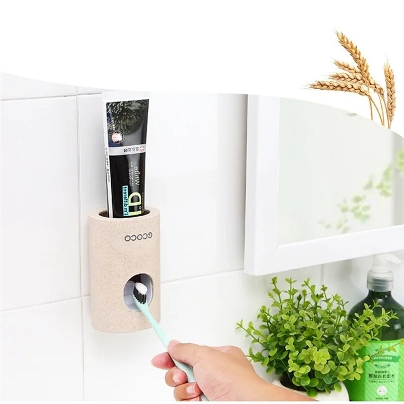 Automatic Toothpaste Dispenser Holder Bathroom Accessories Set Toothbrush Holder Toothbrush Wall Mount Rack 3