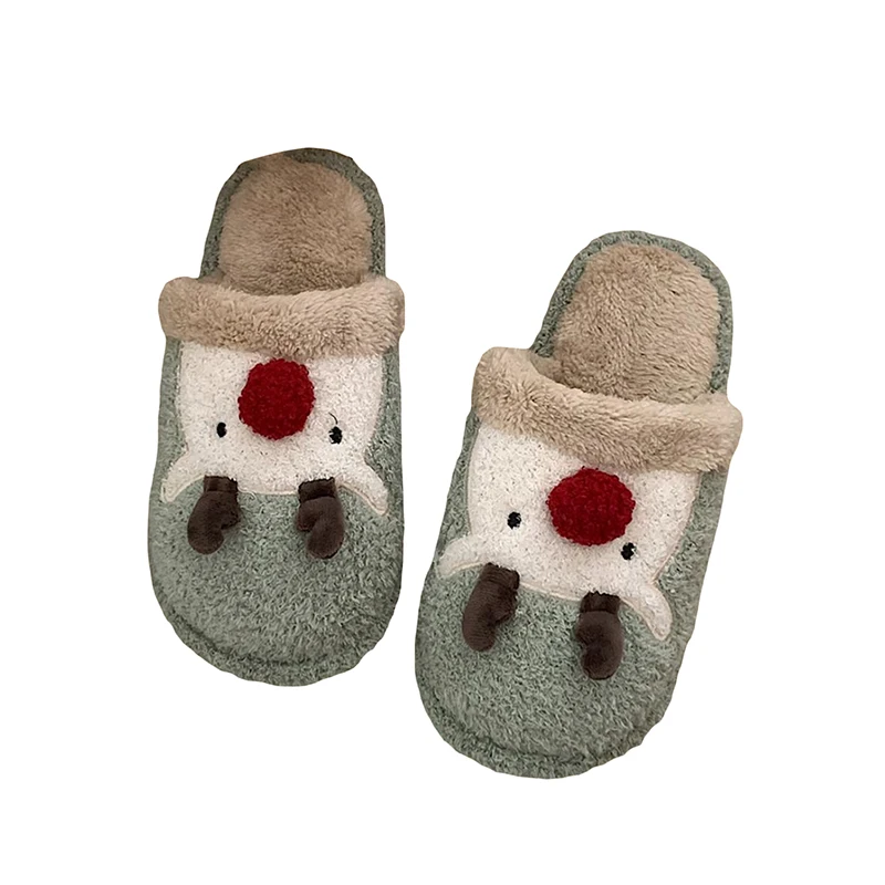 BeQeuewll Winter Warm Home Slippers Cute Elk Animals Indoor Cartoon Ladies Slippers Shoes