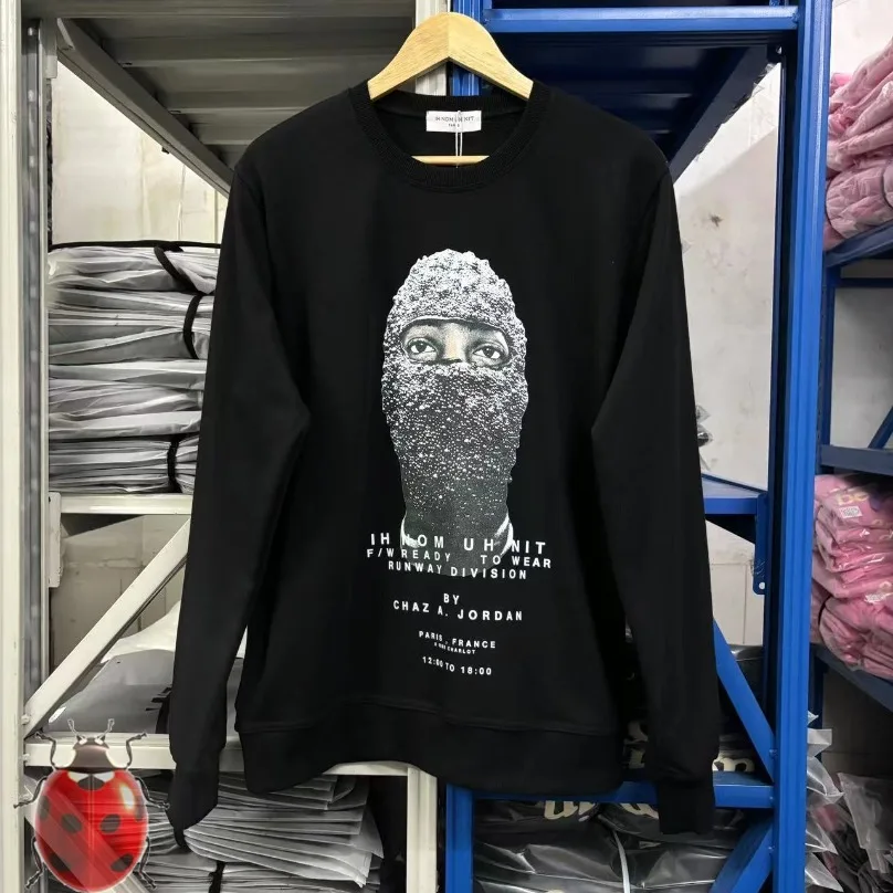 IH NOM UH NIT Black Pearls Men's Masked Print Sweatshirts Oversize Men Women High Quality Terry Cloth Sweatshirts Hoodie Y2k