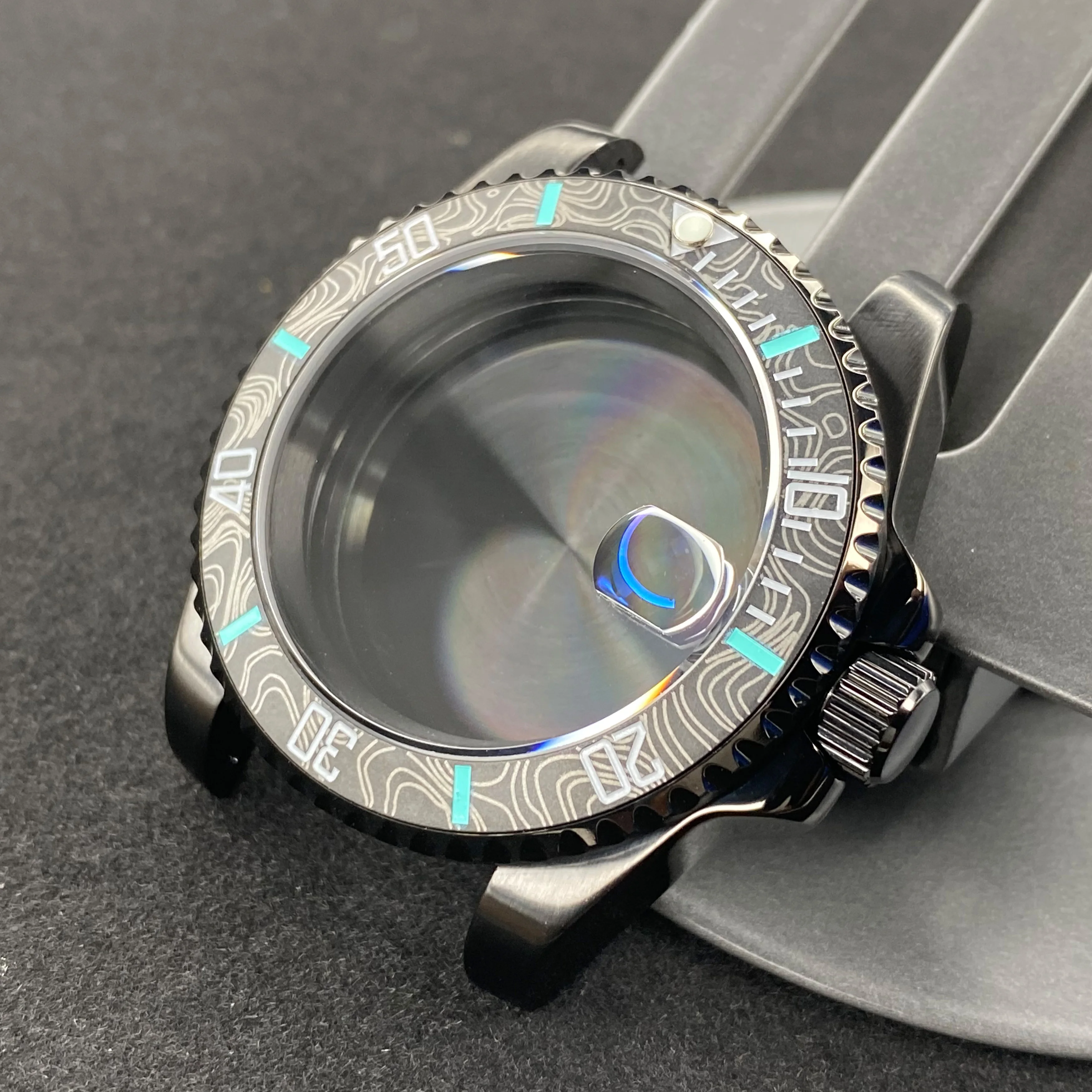 Premium 40mm Black Watch Case with Sapphire Glass and 120-Click Bezel