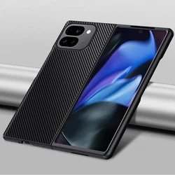 Luxury Thin Slim Plain Leather PU Shockproof Folding Phone Case with Skin Feel & PC Bumper Protection for Google Pixel 11 Pro Fold (Frosted Black)