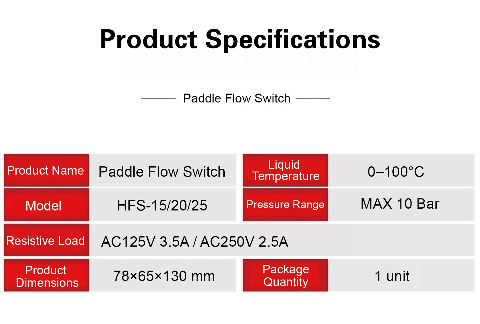 HFS-15/20/25 Water Paddle Flow Switch G1/2 G3/4 G1 Brass Stainless Steel Liquid