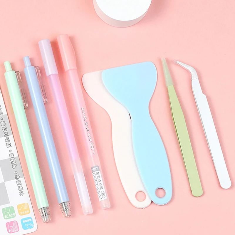 4 개/대 DIY Scrapbooking 공예 키트 칼 펜 족집게 접착제 스틱 삽 도구 세트 컷 붙여 넣기 종이 아트 작업 절단 액세서리
