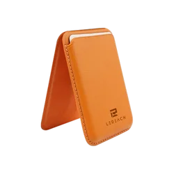 Magnetic Leather Wallet Phone Stand and Card Holder (Orange)