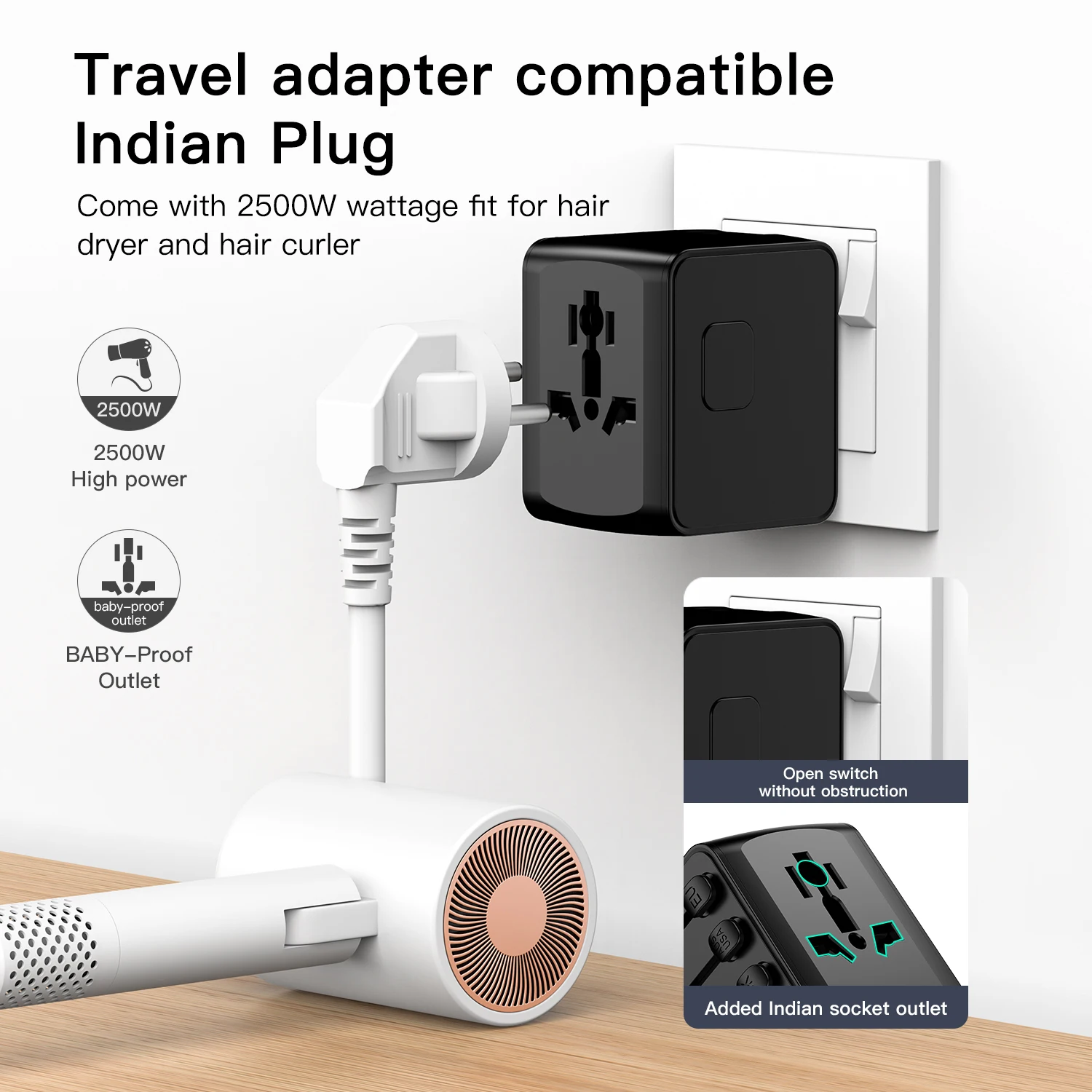 Global Multi-Device Fast Charging Travel Adapter with 4 USB Ports