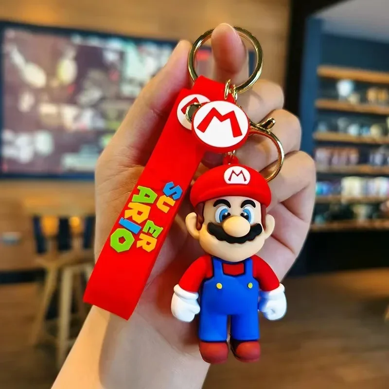 thumbnail image 4 of Juego de 6 llaveros de Mario Bros, Luigi, Super Mario, Toad, Yoshi, Bowser, figura de acción, modelo de PVC, bolsa de dibujos animados, muñeco colgante, juguetes de regalo, 4 of 5
