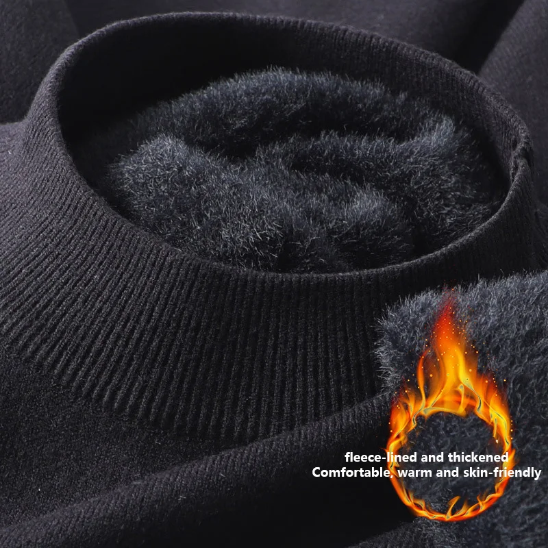 Woolen sweater Men's half-turtleneck winter woolen padded sweater with woolen padded warm bottom sweater 2