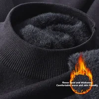 Woolen sweater Men's half-turtleneck winter woolen padded sweater with woolen padded warm bottom sweater 2