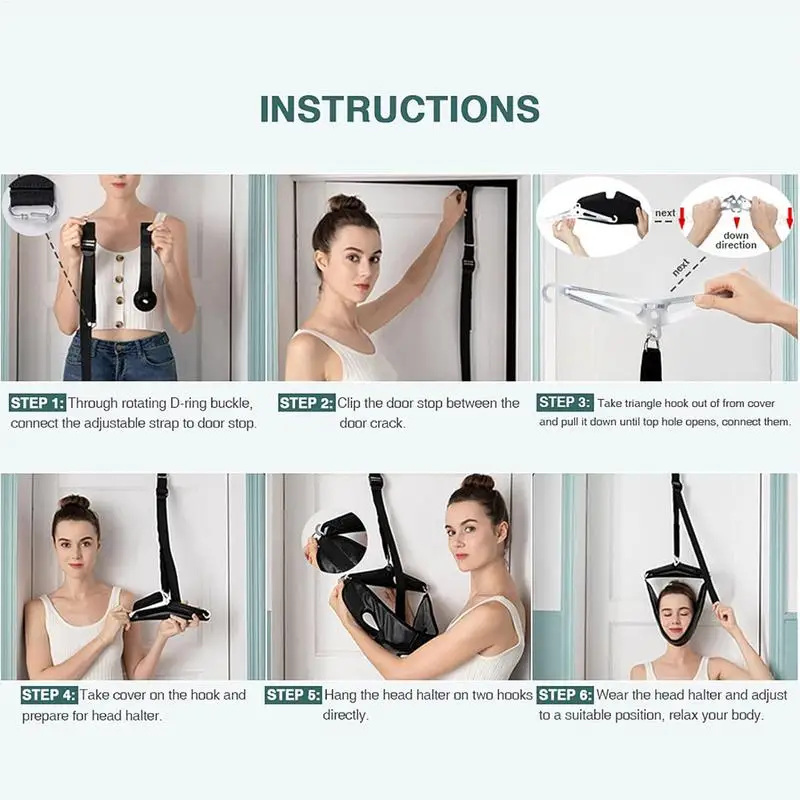 Cervical Neck Traction Hanging Device Soft Neck Stretching Belt Pain Relief Medical Neck Orthosis Adjustable Traction Frame