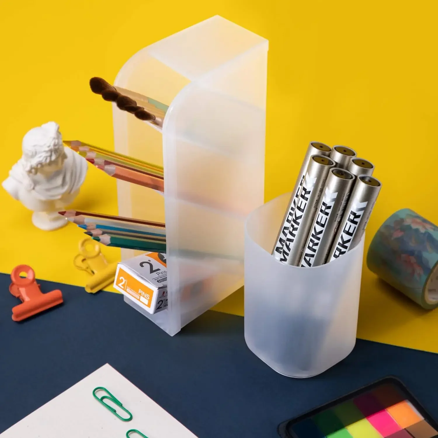 Pen Organizer Desk Organization Cute Desk Pencil Markers Cup Holder Storage Box Set Multi-Functional Stationary For Home Office pen holder pen and brush holder desk organizer pencil case desk storage rack