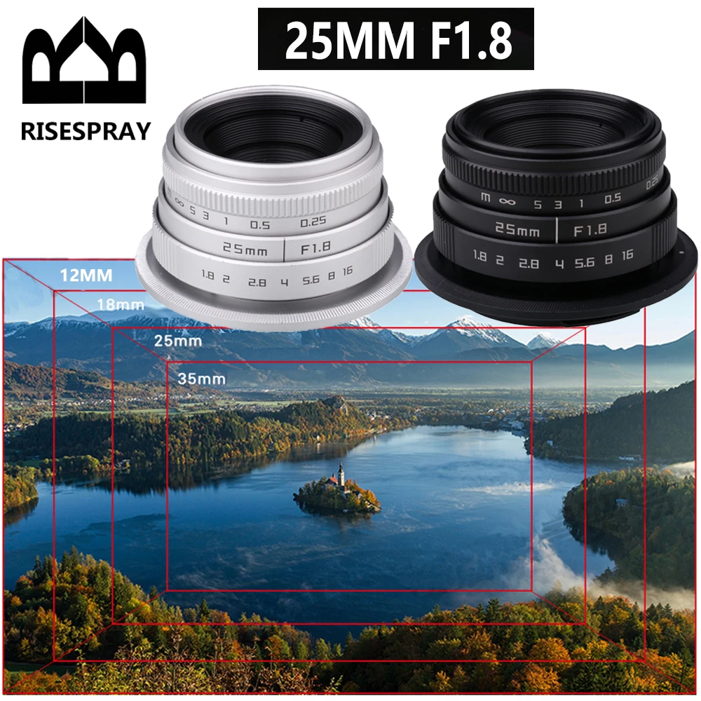 Risespray Large Aperture 25mm F1.8 Apsc Manual Focus Cctv Movie Lens