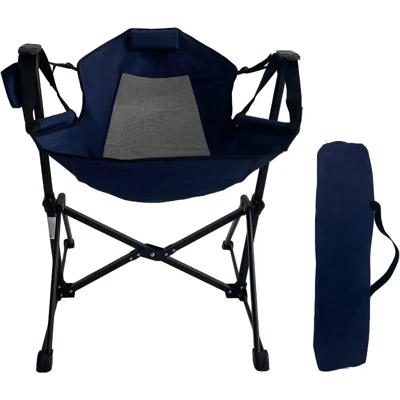 Hammock Camping Chair,Outdoor Swinging Rocking Camping Chair,Folding Adjustable Back Portable Chairs for Patio,Supports 300LBS