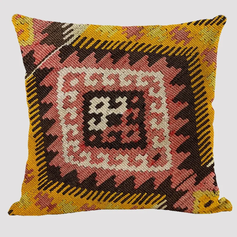 Bohemian Patterns Linen Cushions Case Multicolors Abstract Ethnic Geometry Print Decorative Pillows Case Living Room Sofa Pillow 