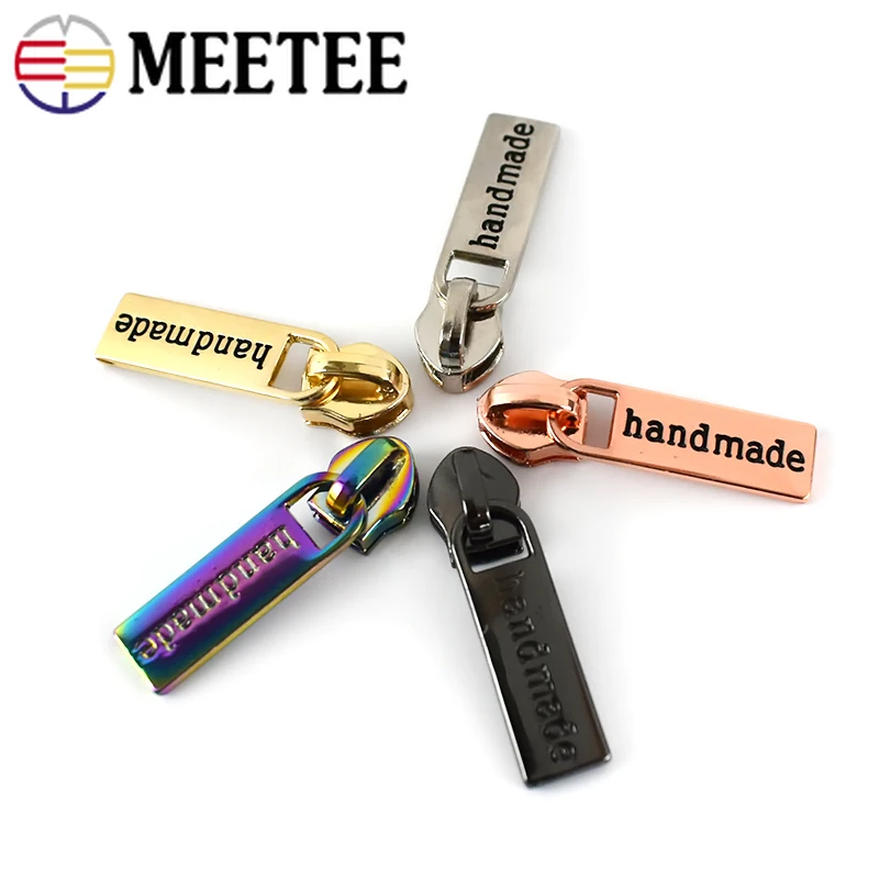 10pcs Meetee Handmade Zipper Sliders for 5# Nylon Zippers Garment Bag Zip Head Puller Repair Kits DIY Sewing Accessories