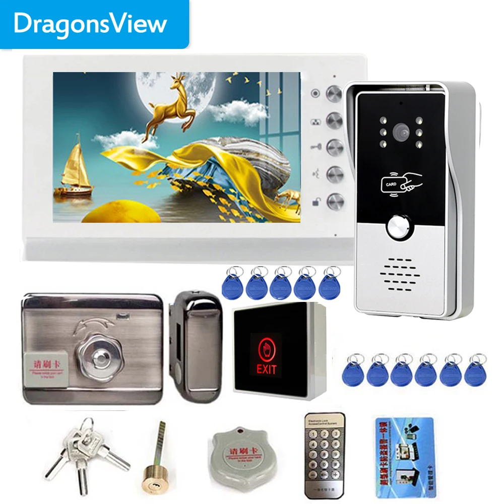 

Dragonsview Video Door Phone Doorbell Camera Intercom 7" Monitor with Electronic Lock Unlock for Villa Apartment Door Entry