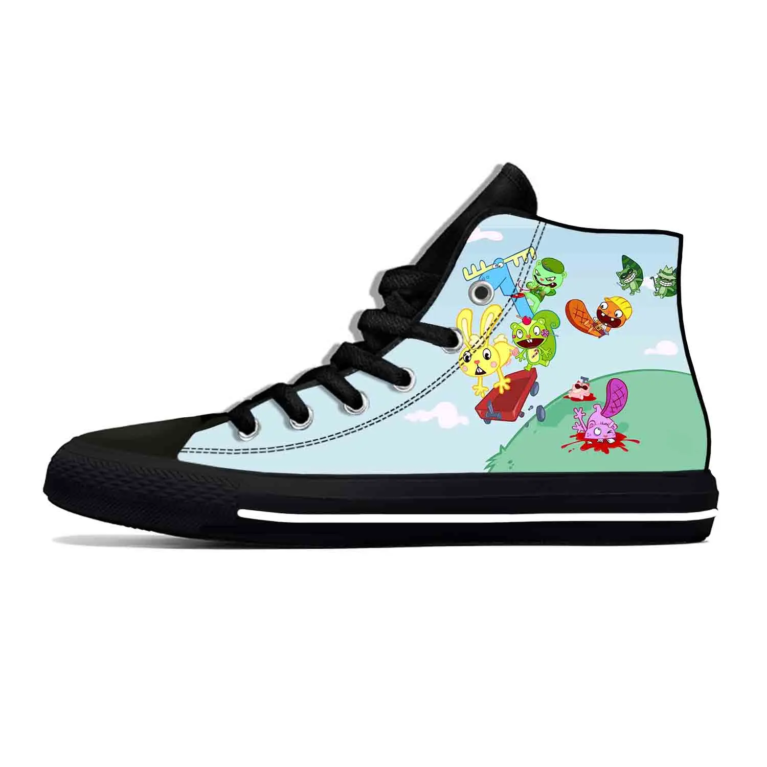

Anime Cartoon Manga Happy Tree Friends Cool Funny Casual Cloth Shoes High Top Lightweight Breathable 3D Print Men Women Sneakers