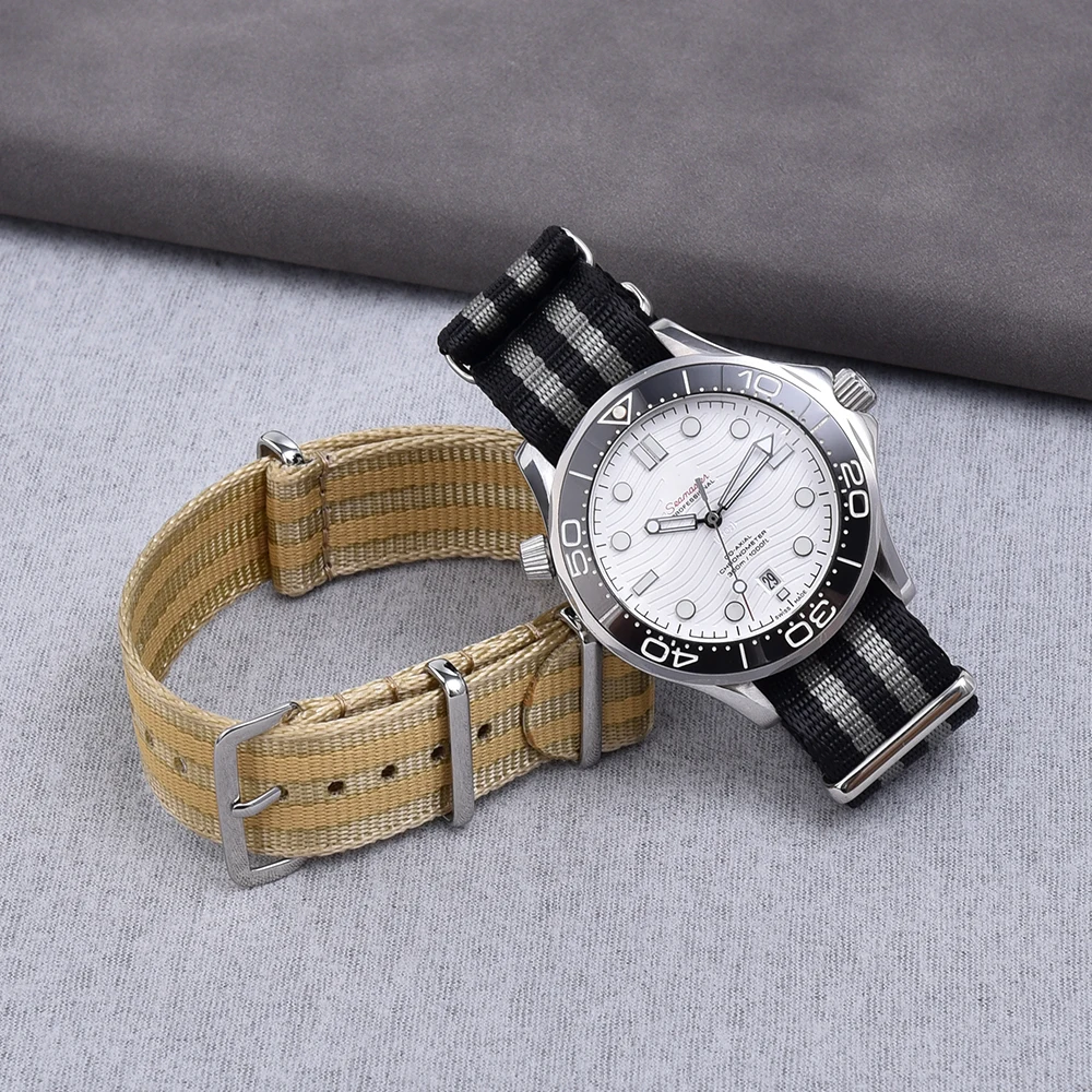 Durable Nylon Watch Band with Silver Buckle - Versatile Sport Strap
