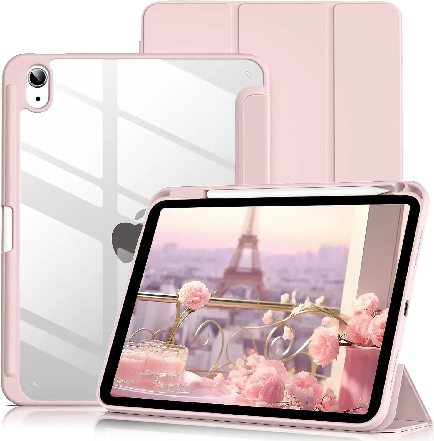 Acrylic Clear Back iPad Case with Tri-Fold Stand & Pencil Holder