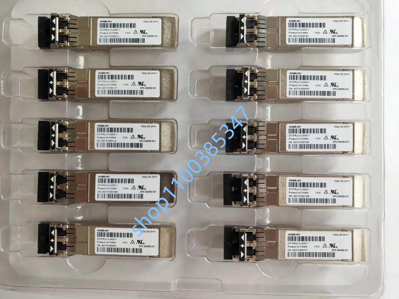 H-P 1PCS/fiber 10gb sfp 455883-b21 455885-001 456096-001 NC523/560FLR NC530 GEN8 GEN9 C7000 10g Network Optical fiber module