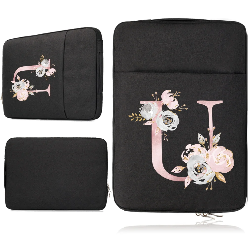 saco de manga portátil para polegada rosa flor impressão maleta capa protetora bolsa para macbook ar pro xiaomi huawei