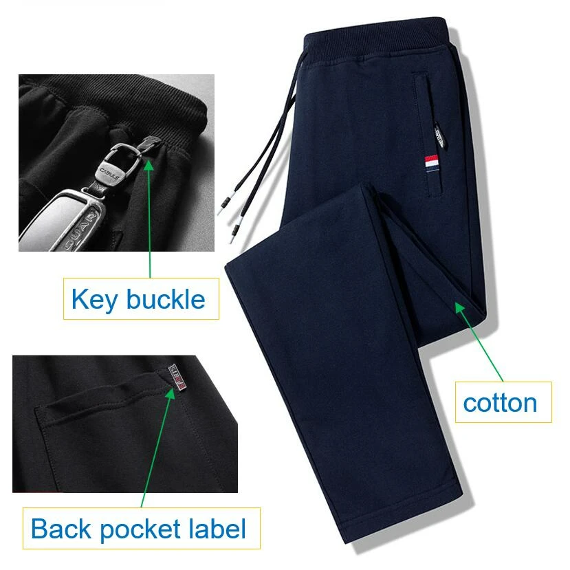 Autumn Pants Men Fitness Sportswear Tracksuit Elastic Waist Sweatpants Cotton Trousers Loose Gyms Jogger Track Pants Mens M- 8XL