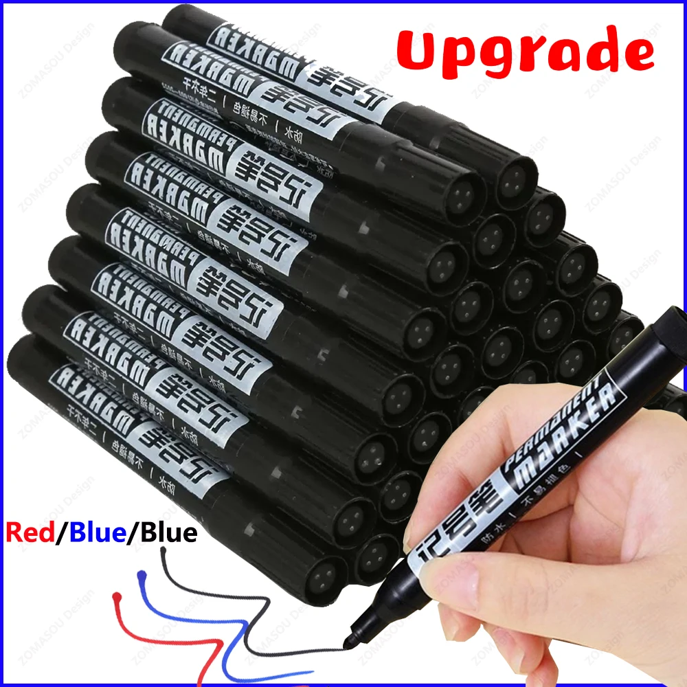 Oil-based Marker Pen Waterproof Quick Dry Black Blue Red Ink