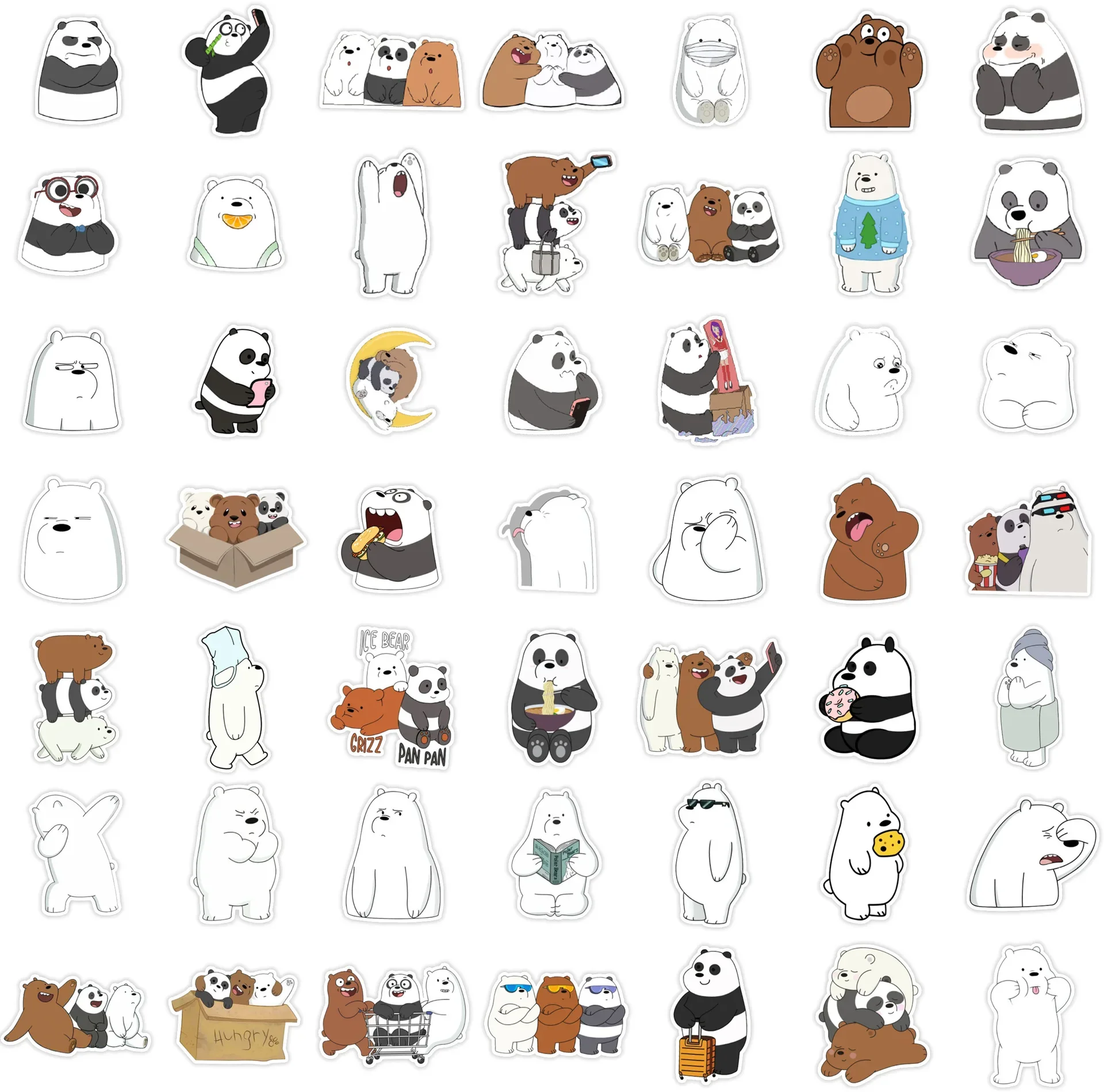 50pcs Three Cute Bears Graffiti Waterproof Sticker for Suitcase Car Computer Phone Tablet Helmet