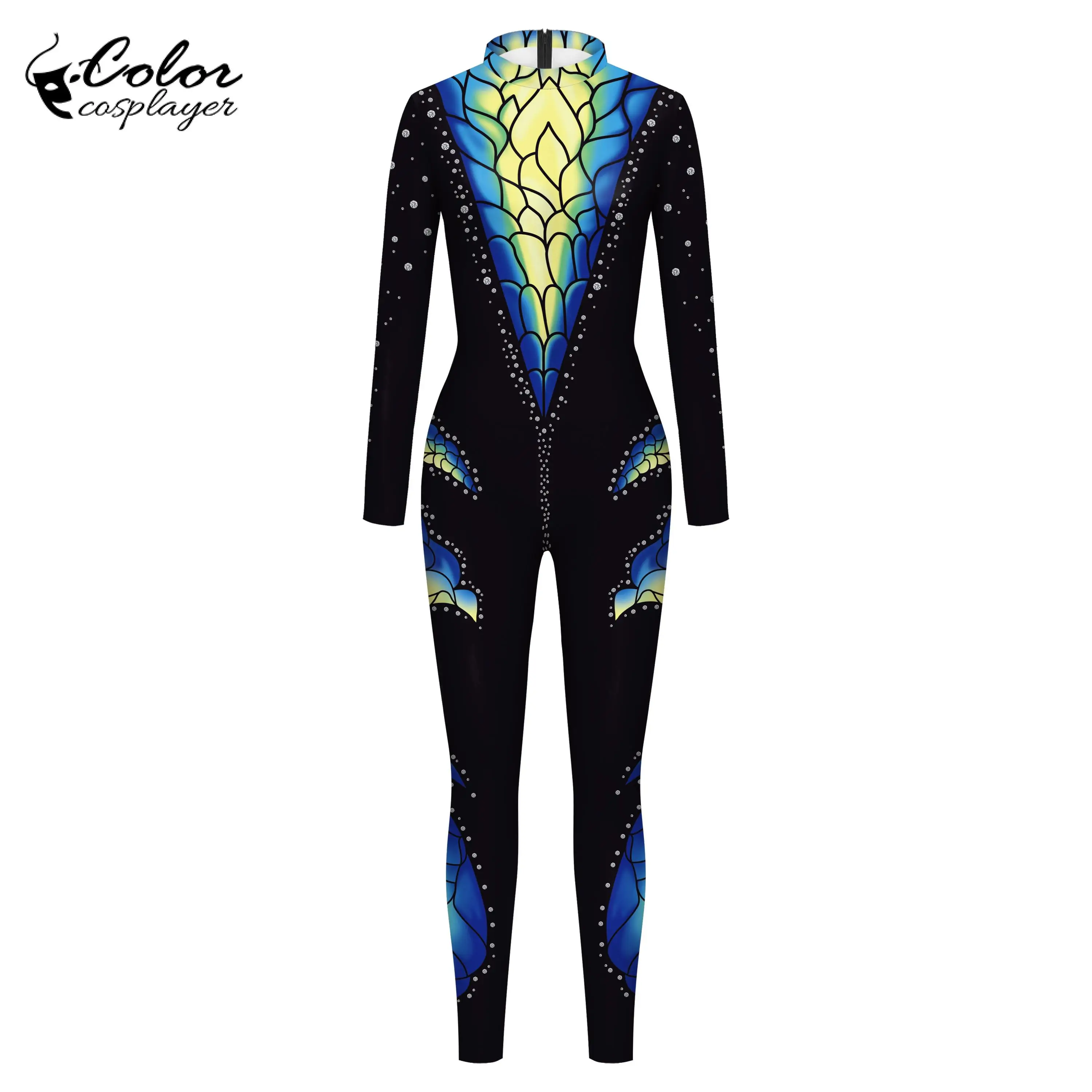 Cosplayer Butterfly Jumpsuit Halloween Cosplay Costume Animal Bodysuit Full Sleeve Party Slim Catsuit Women Zentai Suit