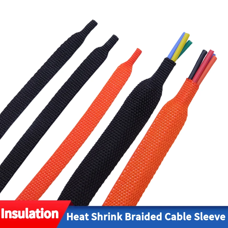 Heat Shrink Braided Cable Sleeve 6~100mm Insulation Flam Retardant Wire Wrap Sheath Protection PET Auto Line Organizer