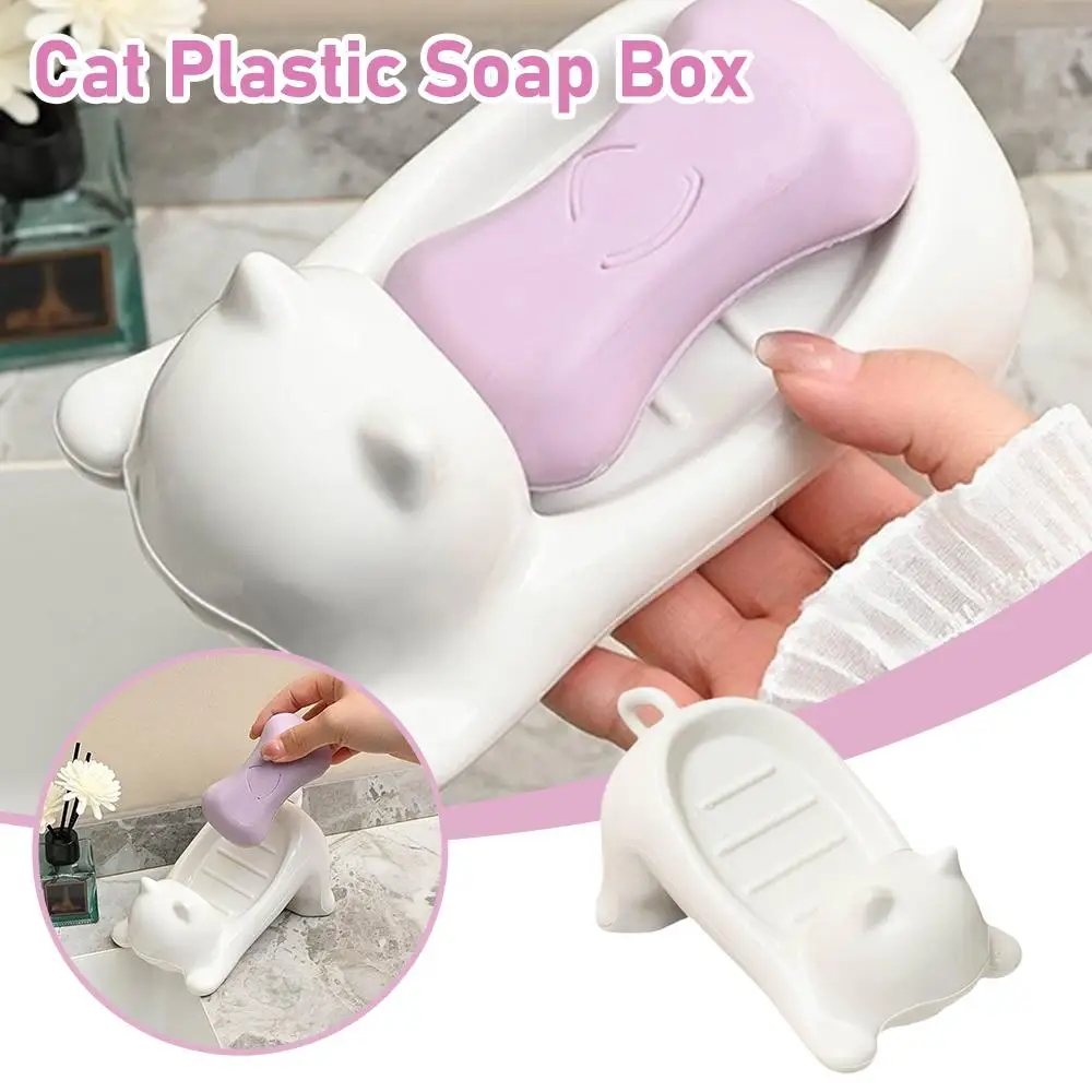 Description Picture 2 of itemCute Cat Shaped Soap Dish, Self Draining Soap Holder Tray Decorative Soap Bar Dishes for Bathroom Kitchen Sink, Countertop Decor