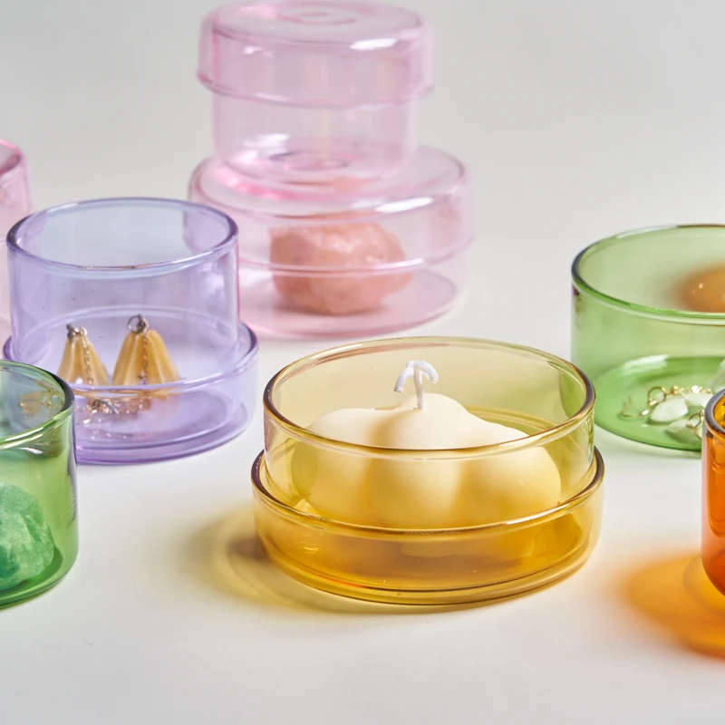 Glass Storage Jar Storage Jar Decorative Glass Storage Container Desktop Orangizer Candle Making Can Office Mason Jar Glass Jars and Lids