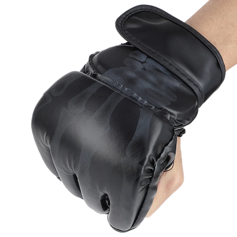 1 Pair New Grappling MMA Gloves PU Leather Punching Bag Boxing Gloves Sanda Half Finger Ghost Hand Boxing Gloves Gift 4