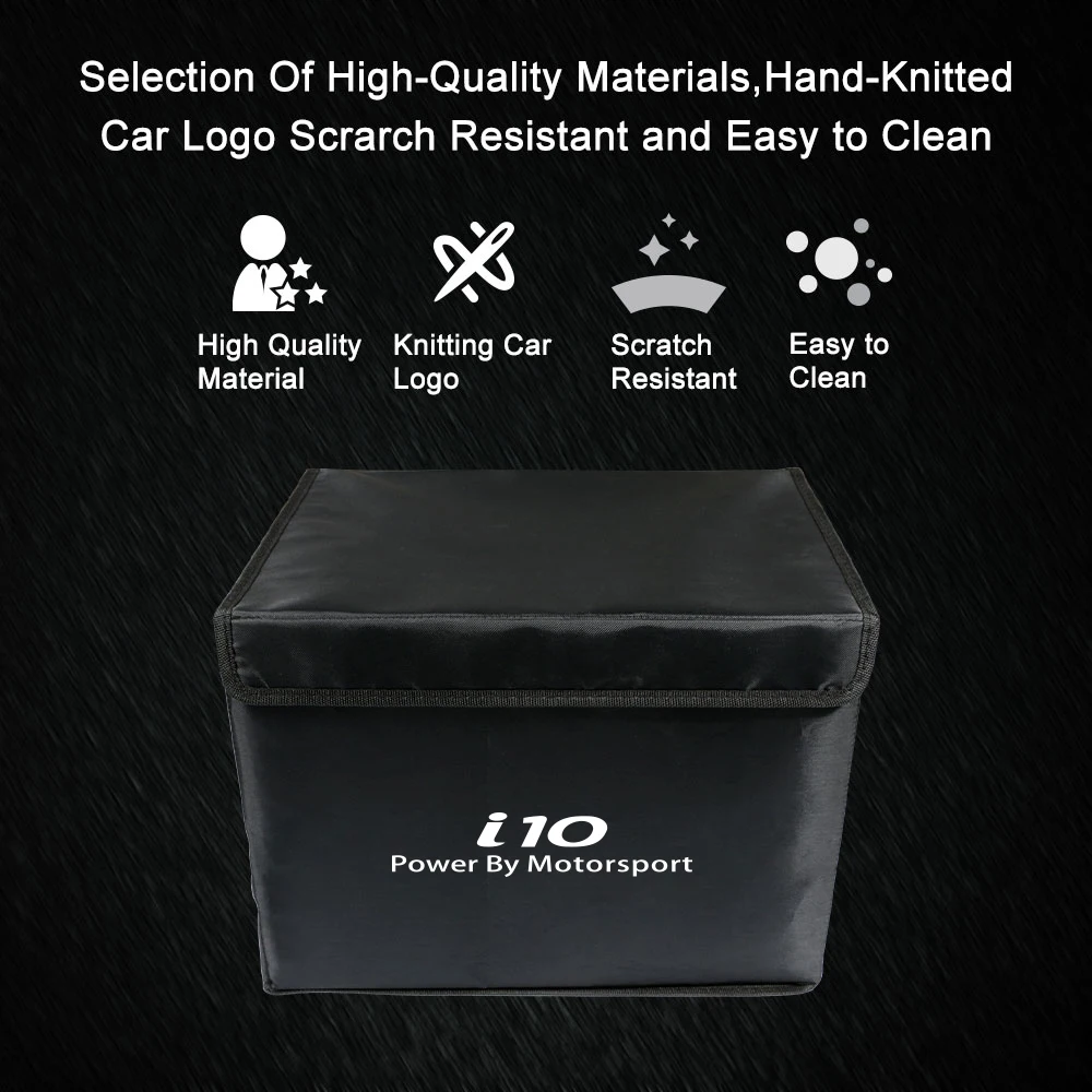 For Hyundai i10 N Line Foldable Car Trunk Organizer Box Large Capacity Auto Multiuse Tools Storage Bag Car Interior Accessories