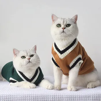 고양이 개 스웨터 풀오버 겨울 애완 동물 의류, 작은 개 고양이 조끼, 강아지 재킷, 애완 동물 고양이 의류, 키티 의상, Ubranka Dla Psa