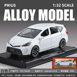 1:32 Toyota Prius Alloy Car Toy Diecast with Sound & Light Features - Pull Back Action Collectible Display Ornament (White Box)