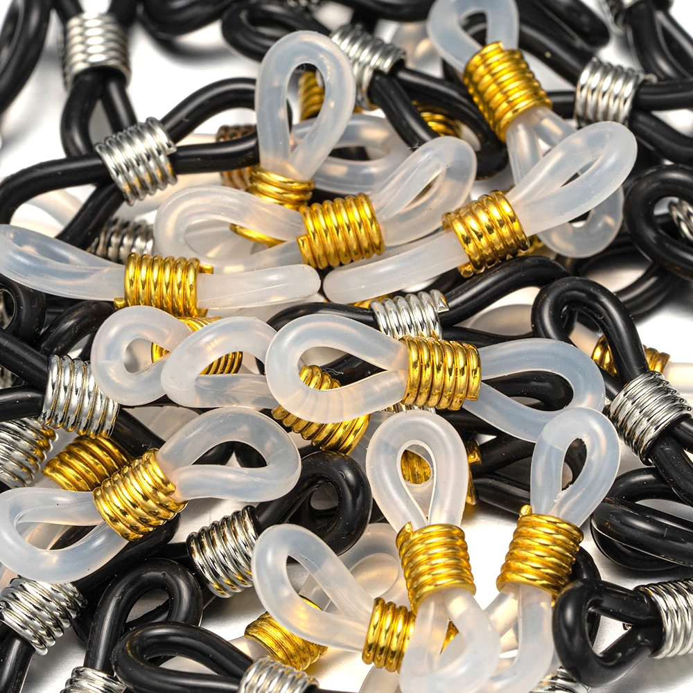 50 Stück Brillenkettenende, verstellbare Feder, Gummi-Endverbinder für Brillen, Sonnenbrillen, Kabelhalter, Riemen, Schlaufe, Halskette