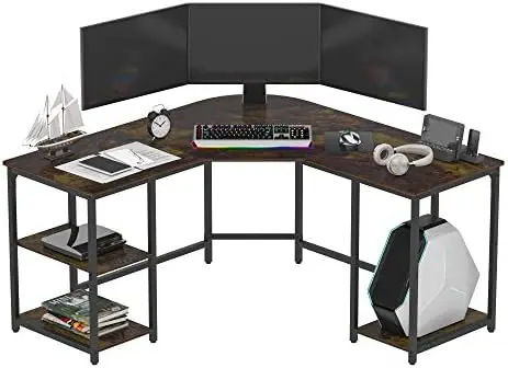 

Home Office Desk with Four Shelves Storage, Spacious Corner Computer Desk for Working from Home, Workstation, Gaming, 56.96 Inch