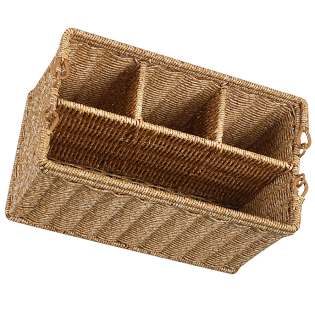 

Imitation Rattan Tool Basket Storage Bins Sundries Organizer Pp 4-compartment Baskets