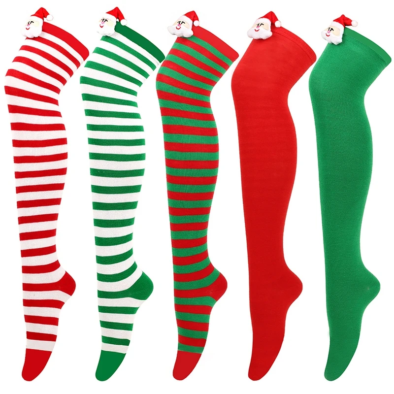 

Happy New Year Christmas Decor Woman Stockings Sexy Striped Nylon Stockings Cosplay Leggings Xmas Gifts Natal Noel Navidad 2024